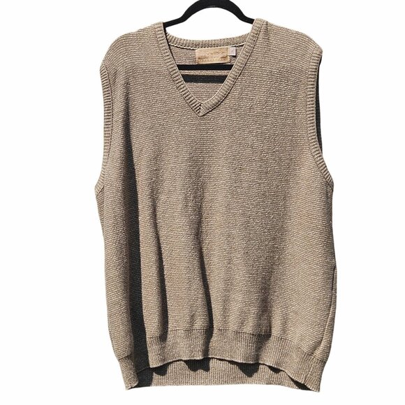 Vintage Shenandoah Mens  V-Neck Granpacore Sweater Vest XL 97% Cotton Green/tan - Picture 1 of 8